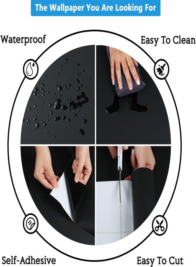 HOME13 Matte Wallpaper Peel & Stick Contact Paper Decorative Self Adhesive Vinyl Wallpaper for Kitchen Cabinet Furniture Countertop Waterproof (24 inches by 75 inches, Black Matte Wallpaper) - Image 3